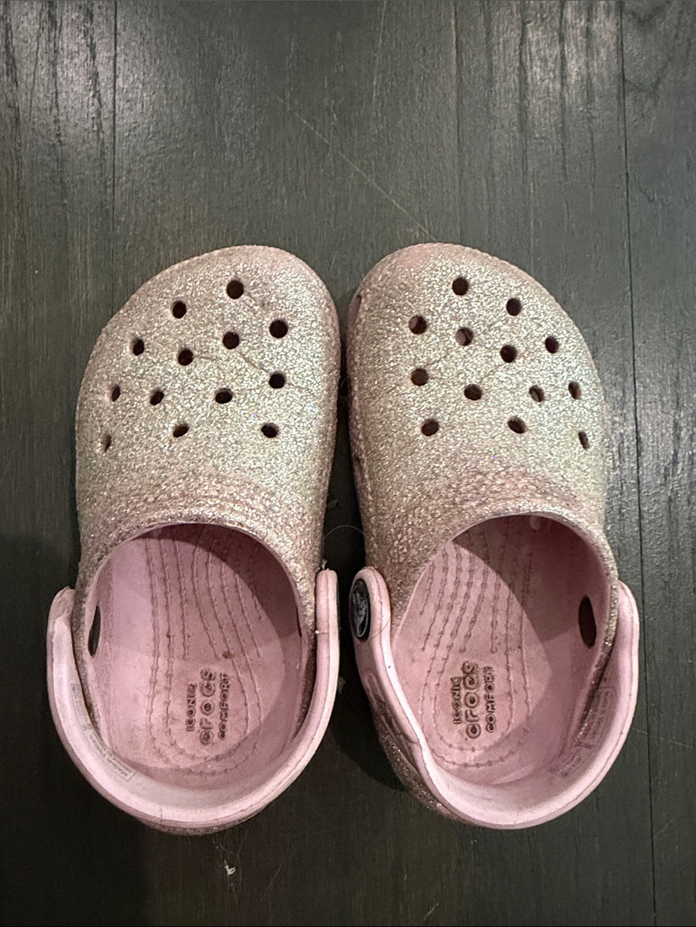 Crocs toddler Classic Glitter Clog - Pink 7c